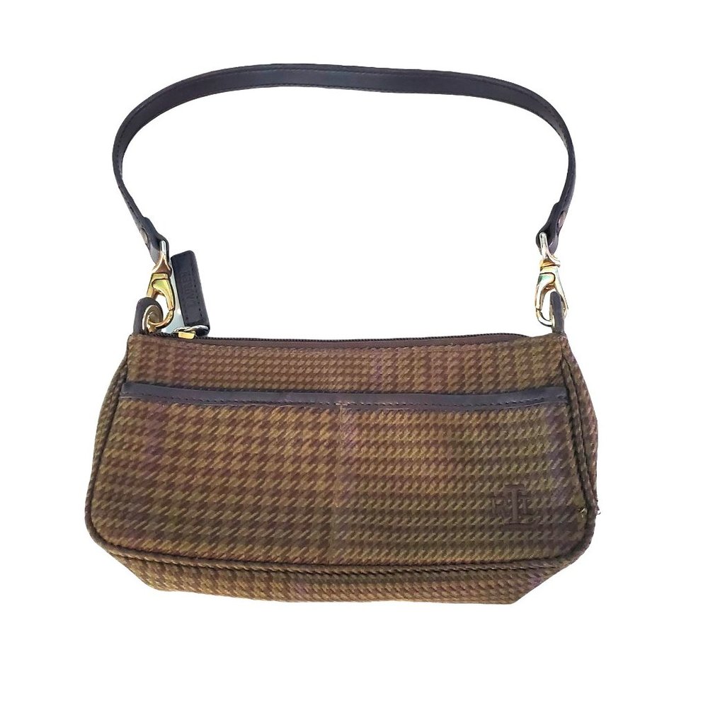 Lauren Ralph Lauren Brown Plaid Wristlet Purse